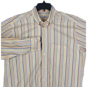 Maus Hoffman Shirt Mens L Yellow White Blue Check Button LS Swiss Made